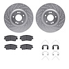 7512-03094 Drilled/Slotted Brake Rotors w/5000 Advanced Brake Pads Kit & Hardware [Silver], Fits Select Kia/Hyundai/Genesis, Pos - image 1