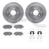 7512-03095 Drilled/Slotted Brake Rotors w/5000 Advanced Brake Pads Kit & Hardware [Silver], Fits Select Kia/Hyundai/Genesis, Pos - image 1