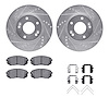 7512-03097 Drilled/Slotted Brake Rotors w/5000 Advanced Brake Pads Kit & Hardware [Silver], Fits Select Kia/Hyundai/Genesis, Pos - image 1
