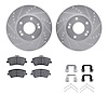 7512-03100 Drilled/Slotted Brake Rotors w/5000 Advanced Brake Pads Kit & Hardware [Silver], Fits Select Kia/Hyundai/Genesis, Pos - image 1