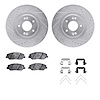7512-03101 Drilled/Slotted Brake Rotors w/5000 Advanced Brake Pads Kit & Hardware [Silver], 2013-2019 Kia/Hyundai/Genesis, Posit - image 1