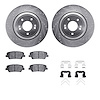 7512-03104 Drilled/Slotted Brake Rotors w/5000 Advanced Brake Pads Kit & Hardware [Silver], Fits Select Kia/Hyundai/Genesis, Pos - image 1