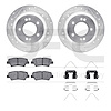 7512-03108 Drilled/Slotted Brake Rotors w/5000 Advanced Brake Pads Kit & Hardware [Silver], Fits Select Kia/Hyundai/Genesis, Pos - image 1