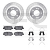 7512-03109 Drilled/Slotted Brake Rotors w/5000 Advanced Brake Pads Kit & Hardware [Silver], Fits Select Kia/Hyundai/Genesis, Pos - image 1