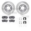 7512-03110 Drilled/Slotted Brake Rotors w/5000 Advanced Brake Pads Kit & Hardware [Silver], Fits Select Kia/Hyundai/Genesis, Pos - image 1