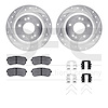 7512-03112 Drilled/Slotted Brake Rotors w/5000 Advanced Brake Pads Kit & Hardware [Silver], Fits Select Kia/Hyundai/Genesis, Pos - image 1