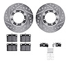 7512-03130 Drilled/Slotted Brake Rotors w/5000 Advanced Brake Pads Kit & Hardware [Silver], 1987-1987 Mitsubishi, Position: Fron - image 1