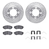 7512-03146 Drilled/Slotted Brake Rotors w/5000 Advanced Brake Pads Kit & Hardware [Silver], 1997-1998 Kia/Hyundai/Genesis, Posit - image 1