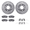 7512-03182 Drilled/Slotted Brake Rotors w/5000 Advanced Brake Pads Kit & Hardware [Silver], 2002-2003 Kia/Hyundai/Genesis, Posit - image 1
