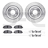 7512-03447 Drilled/Slotted Brake Rotors w/5000 Advanced Brake Pads Kit & Hardware [Silver], Fits Select Kia/Hyundai/Genesis, Pos