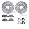 7512-07000 Drilled/Slotted Brake Rotors w/5000 Advanced Brake Pads Kit & Hardware [Silver], 2009-2019 Mopar, Position: Rear - image 1