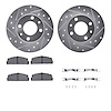 7512-07002 Drilled/Slotted Brake Rotors w/5000 Advanced Brake Pads Kit & Hardware [Silver], 1968-1992 Multiple Makes/Models, Pos - image 1