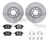 7512-07003 Drilled/Slotted Brake Rotors w/5000 Advanced Brake Pads Kit & Hardware [Silver], 2014-2019 Mopar, Position: Rear - image 1