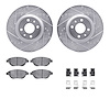 7512-07004 Drilled/Slotted Brake Rotors w/5000 Advanced Brake Pads Kit & Hardware [Silver], 2012-2019 Mopar, Position: Front - image 1