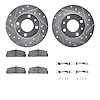 7512-07011 Drilled/Slotted Brake Rotors w/5000 Advanced Brake Pads Kit & Hardware [Silver], 1966-1983 Mopar, Position: Rear
