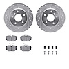 7512-11000 Drilled/Slotted Brake Rotors w/5000 Advanced Brake Pads Kit & Hardware [Silver], 1999-2004 Land Rover, Position: Rear - image 1