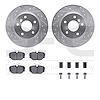 7512-11001 Drilled/Slotted Brake Rotors w/5000 Advanced Brake Pads Kit & Hardware [Silver], 1994-2002 Land Rover, Position: Rear - image 1