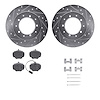 7512-11002 Drilled/Slotted Brake Rotors w/5000 Advanced Brake Pads Kit & Hardware [Silver], 1987-1995 Land Rover, Position: Rear - image 1