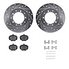 7512-11003 Drilled/Slotted Brake Rotors w/5000 Advanced Brake Pads Kit & Hardware [Silver], 1974-2016 Land Rover, Position: Rear - image 1