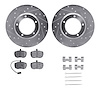 7512-11004 Drilled/Slotted Brake Rotors w/5000 Advanced Brake Pads Kit & Hardware [Silver], 1987-1989 Land Rover, Position: Fron - image 1