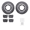 7512-11006 Drilled/Slotted Brake Rotors w/5000 Advanced Brake Pads Kit & Hardware [Silver], 1990-1995 Land Rover, Position: Fron - image 1