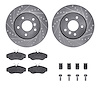 7512-11008 Drilled/Slotted Brake Rotors w/5000 Advanced Brake Pads Kit & Hardware [Silver], 1994-2002 Land Rover, Position: Fron - image 1