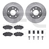 7512-11009 Drilled/Slotted Brake Rotors w/5000 Advanced Brake Pads Kit & Hardware [Silver], 1999-2004 Land Rover, Position: Fron - image 1