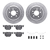 7512-11011 Drilled/Slotted Brake Rotors w/5000 Advanced Brake Pads Kit & Hardware [Silver], 2003-2005 Land Rover, Position: Rear - image 1