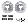 7512-11012 Drilled/Slotted Brake Rotors w/5000 Advanced Brake Pads Kit & Hardware [Silver], 2005-2009 Land Rover, Position: Fron - image 1