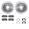 7512-11015 Drilled/Slotted Brake Rotors w/5000 Advanced Brake Pads Kit & Hardware [Silver], 2005-2016 Land Rover, Position: Rear - image 1