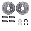 7512-11016 Drilled/Slotted Brake Rotors w/5000 Advanced Brake Pads Kit & Hardware [Silver], 2005-2007 Land Rover, Position: Rear - image 1