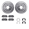 7512-11017 Drilled/Slotted Brake Rotors w/5000 Advanced Brake Pads Kit & Hardware [Silver], 2006-2012 Land Rover, Position: Rear - image 1
