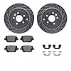7512-11020 Drilled/Slotted Brake Rotors w/5000 Advanced Brake Pads Kit & Hardware [Silver], 2008-2012 Land Rover, Position: Rear - image 1