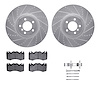 7512-11021 Drilled/Slotted Brake Rotors w/5000 Advanced Brake Pads Kit & Hardware [Silver], 2010-2012 Land Rover, Position: Fron - image 1