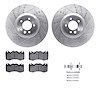 7512-11022 Drilled/Slotted Brake Rotors w/5000 Advanced Brake Pads Kit & Hardware [Silver], 2010-2017 Land Rover, Position: Fron - image 1