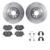 7512-11024 Drilled/Slotted Brake Rotors w/5000 Advanced Brake Pads Kit & Hardware [Silver], 2010-2013 Land Rover, Position: Rear - image 1