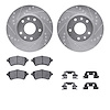 7512-11025 Drilled/Slotted Brake Rotors w/5000 Advanced Brake Pads Kit & Hardware [Silver], 2002-2005 Land Rover, Position: Fron - image 1
