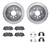 7512-11026 Drilled/Slotted Brake Rotors w/5000 Advanced Brake Pads Kit & Hardware [Silver], 2010-2013 Land Rover, Position: Rear - image 1