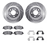 7512-11031 Drilled/Slotted Brake Rotors w/5000 Advanced Brake Pads Kit & Hardware [Silver], 2010-2012 Land Rover, Position: Fron - image 1