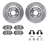 7512-11034 Drilled/Slotted Brake Rotors w/5000 Advanced Brake Pads Kit & Hardware [Silver], 2012-2015 Land Rover, Position: Rear - image 1