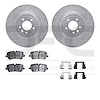 7512-11036 Drilled/Slotted Brake Rotors w/5000 Advanced Brake Pads Kit & Hardware [Silver], Fits Select Land Rover, Position: Re - image 1