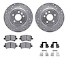 7512-11037 Drilled/Slotted Brake Rotors w/5000 Advanced Brake Pads Kit & Hardware [Silver], 2013-2015 Land Rover, Position: Rear - image 1