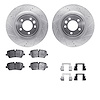 7512-11038 Drilled/Slotted Brake Rotors w/5000 Advanced Brake Pads Kit & Hardware [Silver], Fits Select Land Rover, Position: Re - image 1