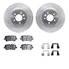 7512-11039 Drilled/Slotted Brake Rotors w/5000 Advanced Brake Pads Kit & Hardware [Silver], 2014-2017 Land Rover, Position: Rear - image 1