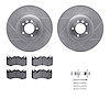 7512-11040 Drilled/Slotted Brake Rotors w/5000 Advanced Brake Pads Kit & Hardware [Silver], Fits Select Land Rover, Position: Fr - image 1
