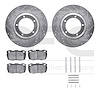 7512-11046 Drilled/Slotted Brake Rotors w/5000 Advanced Brake Pads Kit & Hardware [Silver], 1994-1997 Land Rover, Position: Fron - image 1
