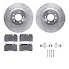 7512-11091 Drilled/Slotted Brake Rotors w/5000 Advanced Brake Pads Kit & Hardware [Silver], 2006-2009 Land Rover, Position: Fron - image 1