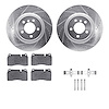 7512-11103 Drilled/Slotted Brake Rotors w/5000 Advanced Brake Pads Kit & Hardware [Silver], 2006-2009 Land Rover, Position: Fron - image 1