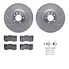 7512-11176 Drilled/Slotted Brake Rotors w/5000 Advanced Brake Pads Kit & Hardware [Silver], 2018-2021 Land Rover, Position: Fron - image 1