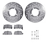 7512-13003 Drilled/Slotted Brake Rotors w/5000 Advanced Brake Pads Kit & Hardware [Silver], 1980-1983 Subaru, Position: Front - image 1